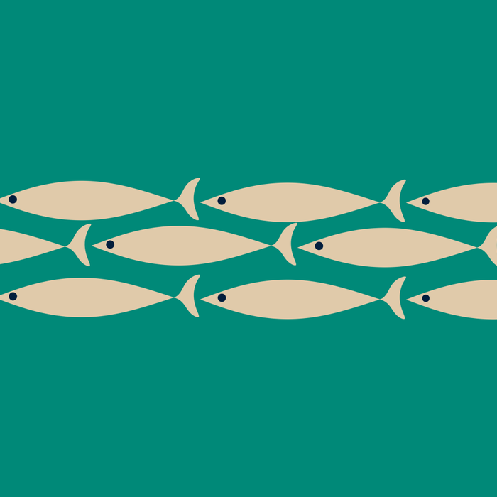 Fish Stripe III - Midcentury Modern Minimalist Beige and Teal Coffee Mug Gallery Image 2