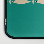 Fish Stripe III - Midcentury Modern Minimalist Beige and Teal Laptop Sleeve Gallery Image 3
