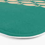 Fish Stripe III - Midcentury Modern Minimalist Beige and Teal Bath Mat Gallery Image 3