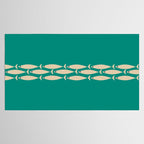 Fish Stripe III - Midcentury Modern Minimalist Beige and Teal Tablecloth Gallery Image 2