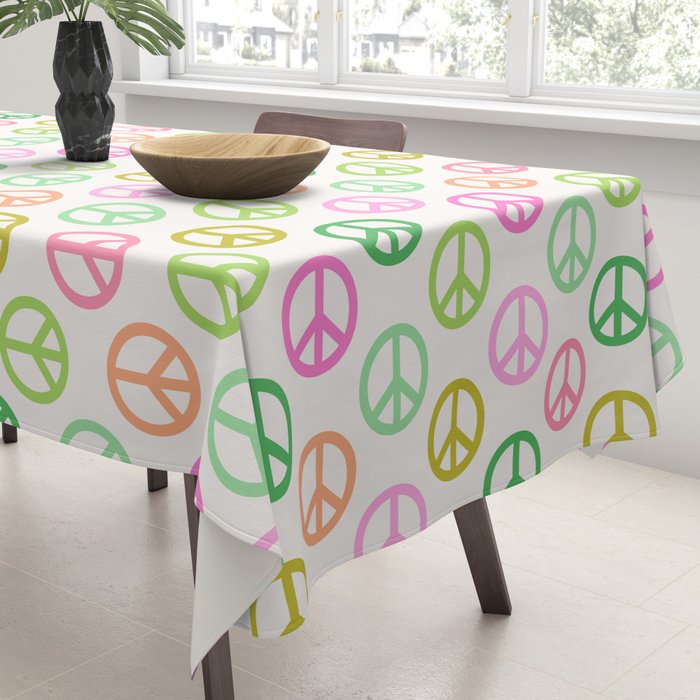Peace Symbol - Pink & Green Tablecloth Gallery Image 3