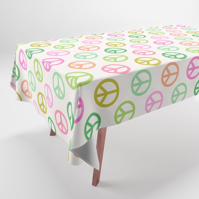 Peace Symbol - Pink & Green Tablecloth Gallery Image 1