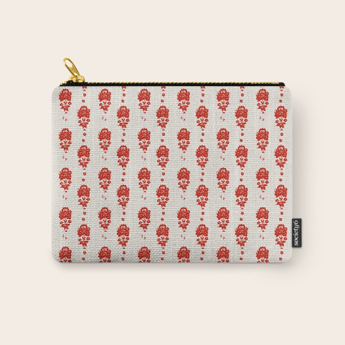 Red Floral Block Print Carry All Pouch Gallery Image 1