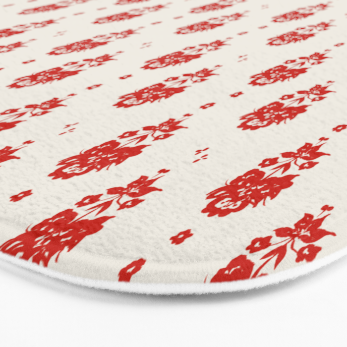 Red Floral Block Print Bath Mat Gallery Image 3