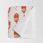 Red Floral Block Print Throw Blanket Gallery Image 3
