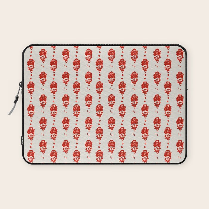 Red Floral Block Print Laptop Sleeve Gallery Image 1