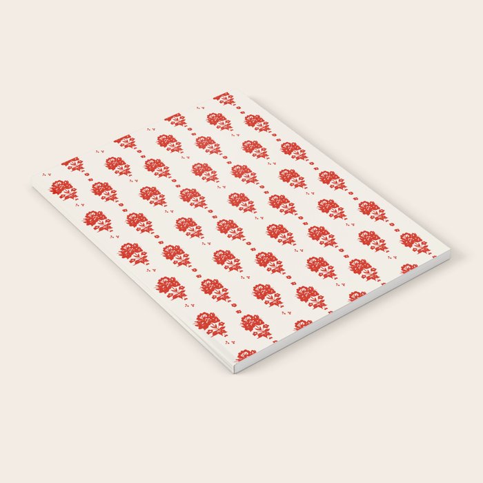 Red Floral Block Print Notebook Gallery Image 2