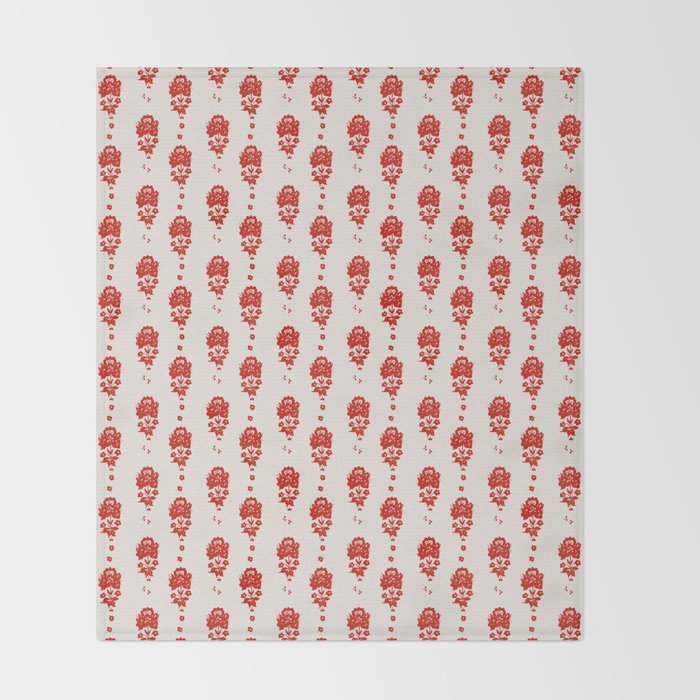 Red Floral Block Print Throw Blanket Gallery Image 2