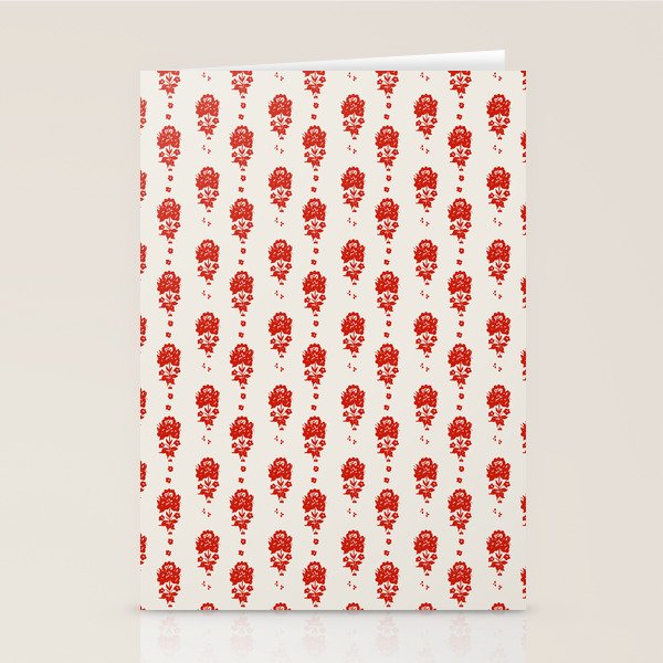 Red Floral Block Print Stationery Card Gallery Image 2