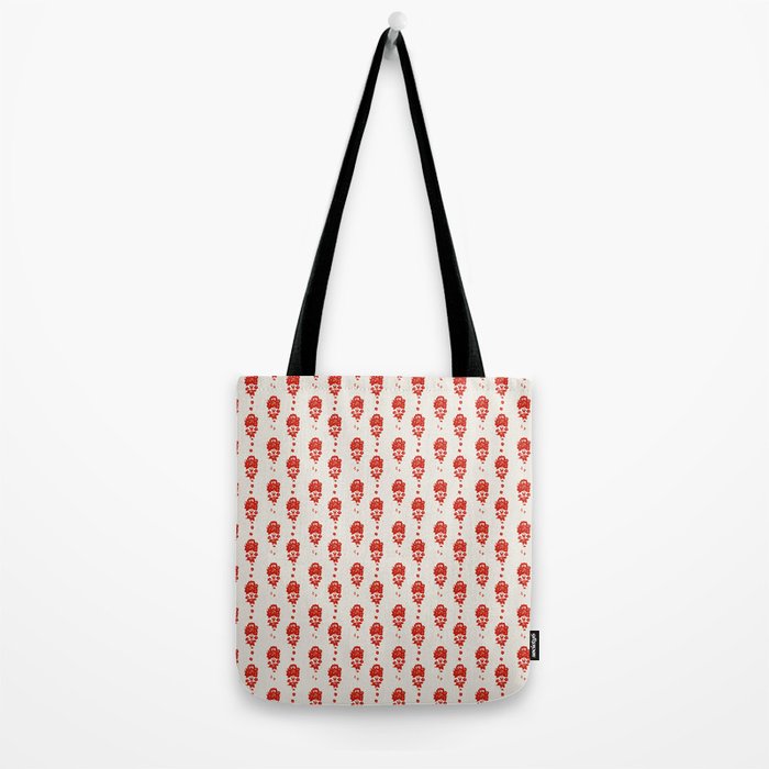Red Floral Block Print Tote Bag Gallery Image 2