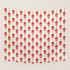 Red Floral Block Print Wall Tapestry Gallery Image 4