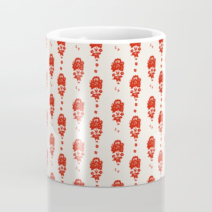 Red Floral Block Print Coffee Mug Gallery Image 4
