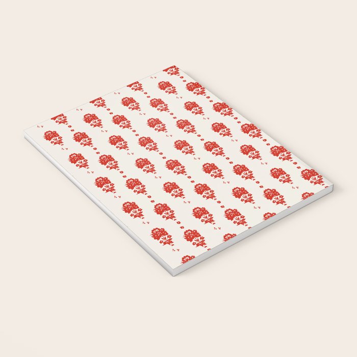 Red Floral Block Print Notebook Gallery Image 3