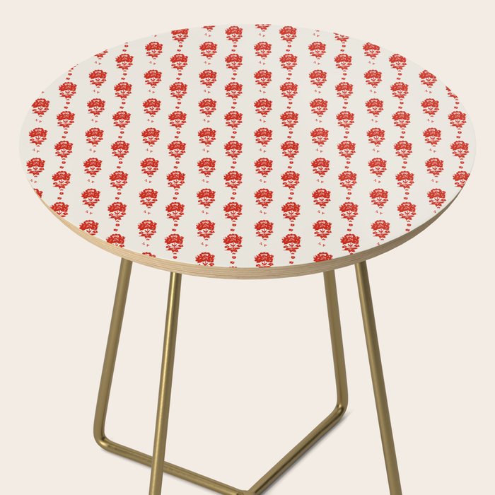 Red Floral Block Print Side Table Gallery Image 2