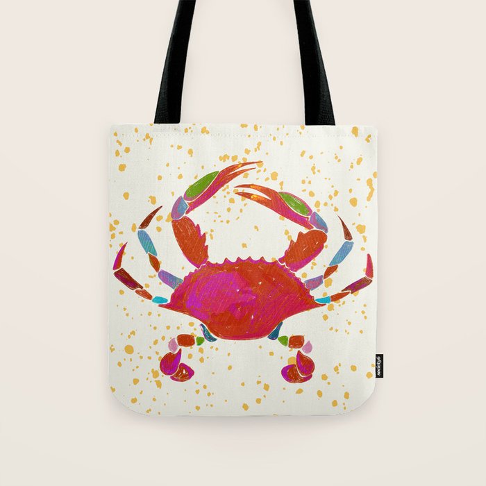 Crab By The Golden Tide Tote Bag Gallery Image 1