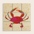 Crab By The Golden Tide Wood Wall Art Gallery Image 1