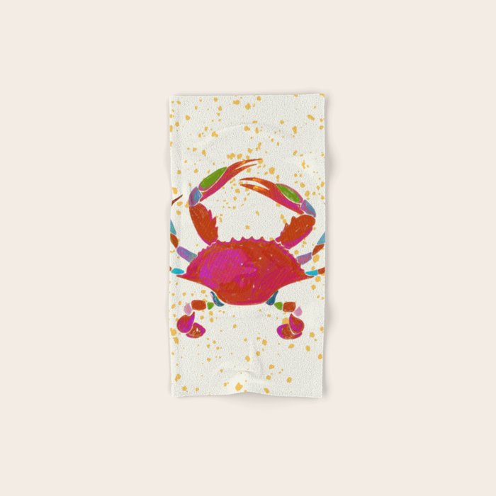 Crab By The Golden Tide Bath Towel Gallery Image 1