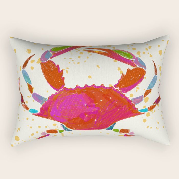Crab By The Golden Tide Rectangular Pillow Gallery Image 2