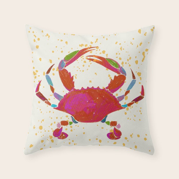 Crab By The Golden Tide Throw Pillow Gallery Image 6