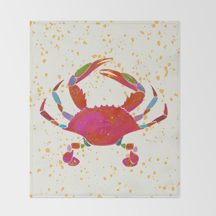 Crab By The Golden Tide Throw Blanket Gallery Image 2