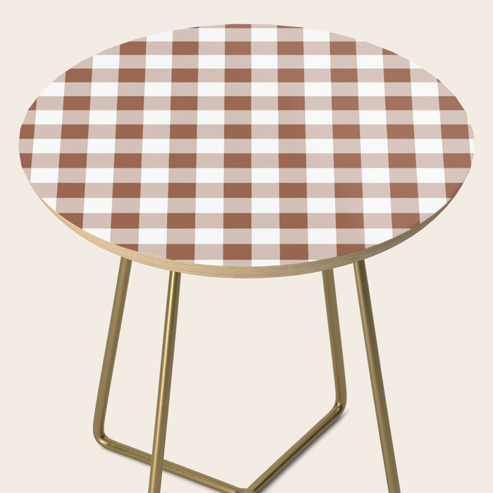 Gingham Large Brown White Side Table Gallery Image 2