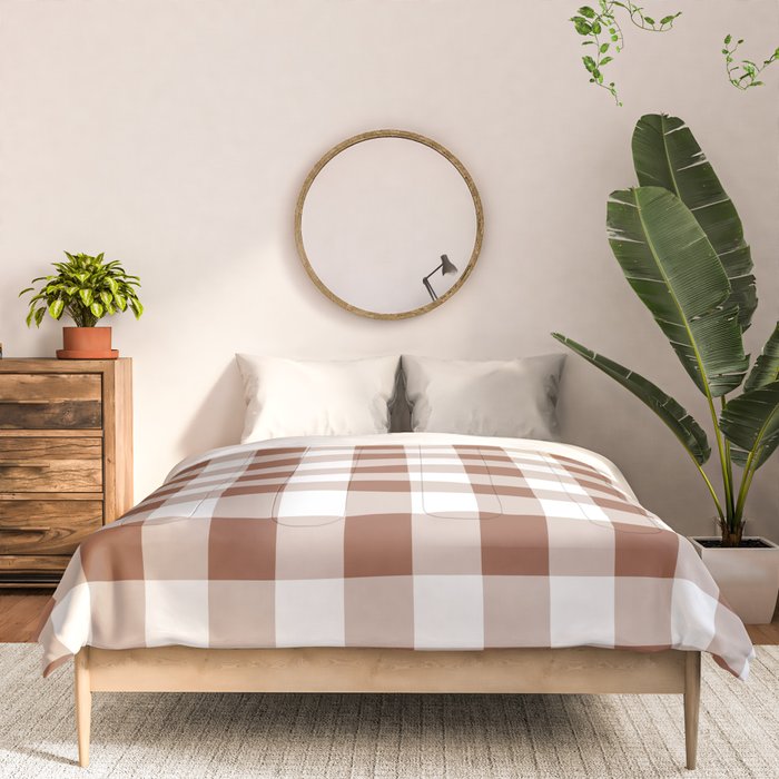 Gingham Large Brown White Comforter Gallery Image 3