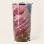 Shiny Pink Ice Cream - Glitter| pastel | pink | art print | beach | | ice cream | summer | ocean  Travel Mug Gallery Image 1