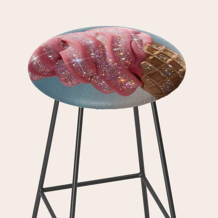 Shiny Pink Ice Cream - Glitter| pastel | pink | art print | beach | | ice cream | summer | ocean  Stool Gallery Image 2