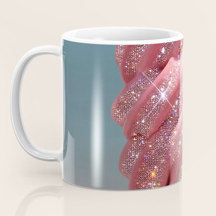 Shiny Pink Ice Cream - Glitter| pastel | pink | art print | beach | | ice cream | summer | ocean  Coffee Mug Gallery Image 3