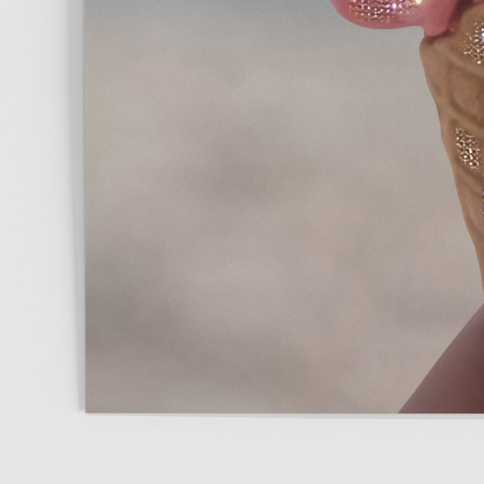 Shiny Pink Ice Cream - Glitter| pastel | pink | art print | beach | | ice cream | summer | ocean  Poster Gallery Image 3