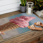 Shiny Pink Ice Cream - Glitter| pastel | pink | art print | beach | | ice cream | summer | ocean  Outdoor Rug Gallery Image 2