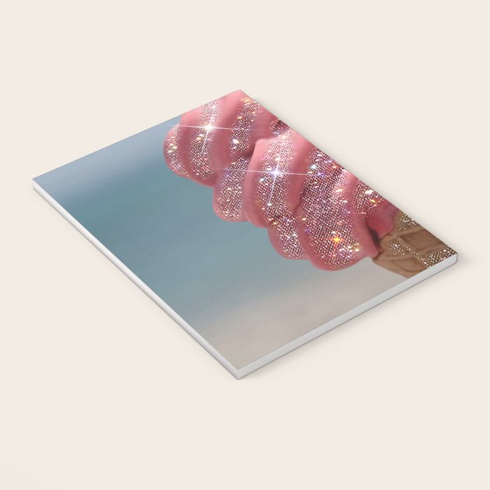 Shiny Pink Ice Cream - Glitter| pastel | pink | art print | beach | | ice cream | summer | ocean  Notebook Gallery Image 3
