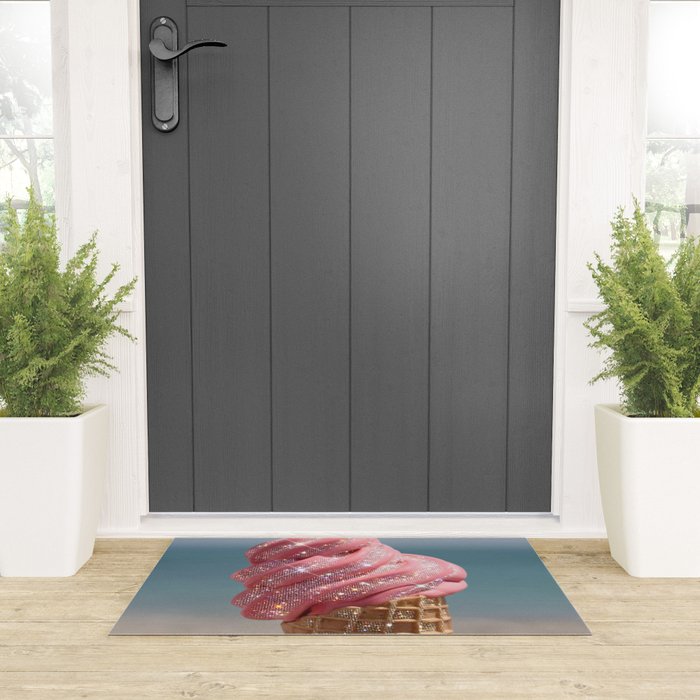 Shiny Pink Ice Cream - Glitter| pastel | pink | art print | beach | | ice cream | summer | ocean  Welcome Mat Gallery Image 3