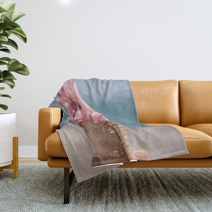 Shiny Pink Ice Cream - Glitter| pastel | pink | art print | beach | | ice cream | summer | ocean  Throw Blanket Gallery Image 1