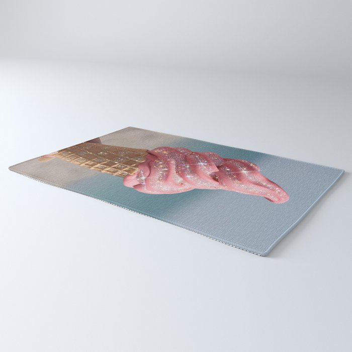 Shiny Pink Ice Cream - Glitter| pastel | pink | art print | beach | | ice cream | summer | ocean  Rug Gallery Image 3