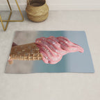 Shiny Pink Ice Cream - Glitter| pastel | pink | art print | beach | | ice cream | summer | ocean  Rug Gallery Image 1