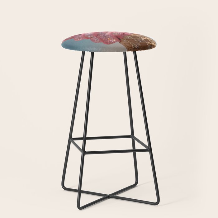 Shiny Pink Ice Cream - Glitter| pastel | pink | art print | beach | | ice cream | summer | ocean  Stool Gallery Image 1