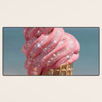 Shiny Pink Ice Cream - Glitter| pastel | pink | art print | beach | | ice cream | summer | ocean  Desk Mat Gallery Image 3