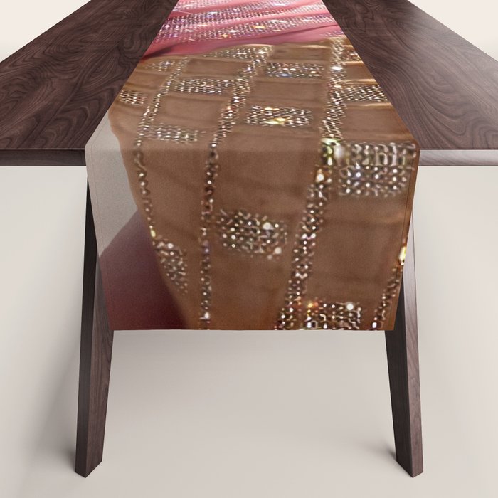 Shiny Pink Ice Cream - Glitter| pastel | pink | art print | beach | | ice cream | summer | ocean  Table Runner Gallery Image 1