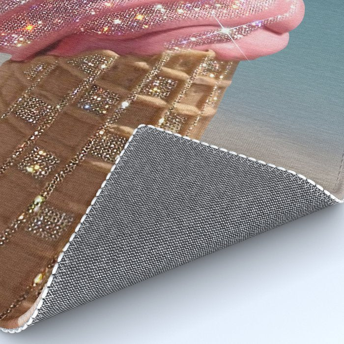 Shiny Pink Ice Cream - Glitter| pastel | pink | art print | beach | | ice cream | summer | ocean  Rug Gallery Image 4