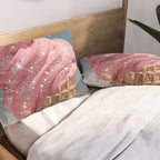 Shiny Pink Ice Cream - Glitter| pastel | pink | art print | beach | | ice cream | summer | ocean  Pillow Sham Gallery Image 2