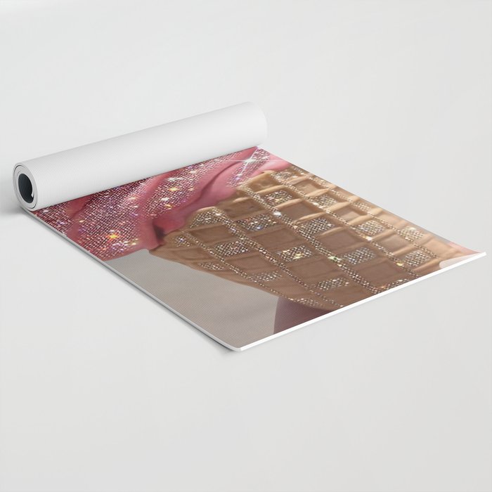 Shiny Pink Ice Cream - Glitter| pastel | pink | art print | beach | | ice cream | summer | ocean  Yoga Mat Gallery Image 2