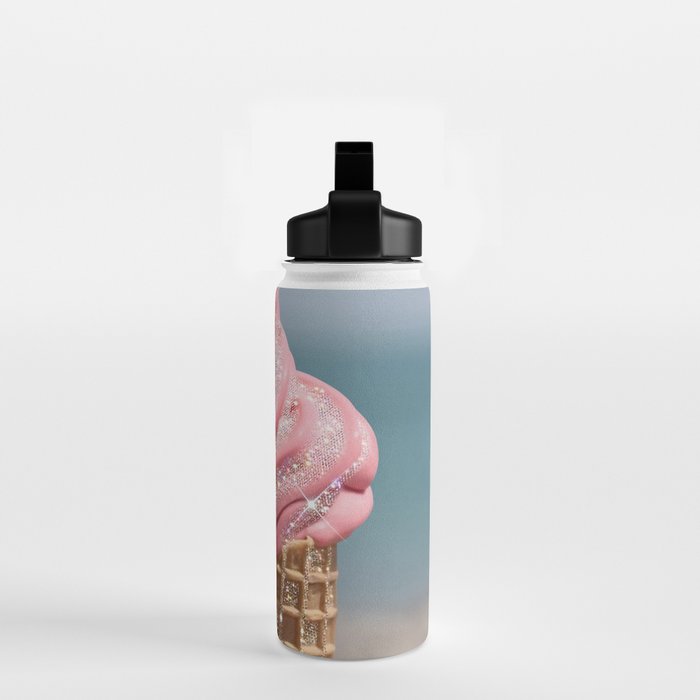 Shiny Pink Ice Cream - Glitter| pastel | pink | art print | beach | | ice cream | summer | ocean  Water Bottle Gallery Image 2