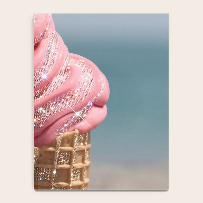 Shiny Pink Ice Cream - Glitter| pastel | pink | art print | beach | | ice cream | summer | ocean  Notebook Gallery Image 4