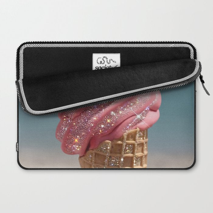 Shiny Pink Ice Cream - Glitter| pastel | pink | art print | beach | | ice cream | summer | ocean  Laptop Sleeve Gallery Image 2