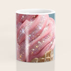 Shiny Pink Ice Cream - Glitter| pastel | pink | art print | beach | | ice cream | summer | ocean  Coffee Mug Gallery Image 4