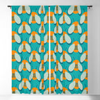 Lucky Bee - Cute Retro Minimalism in Orange and Turquoise Window Curtain Gallery Image 5