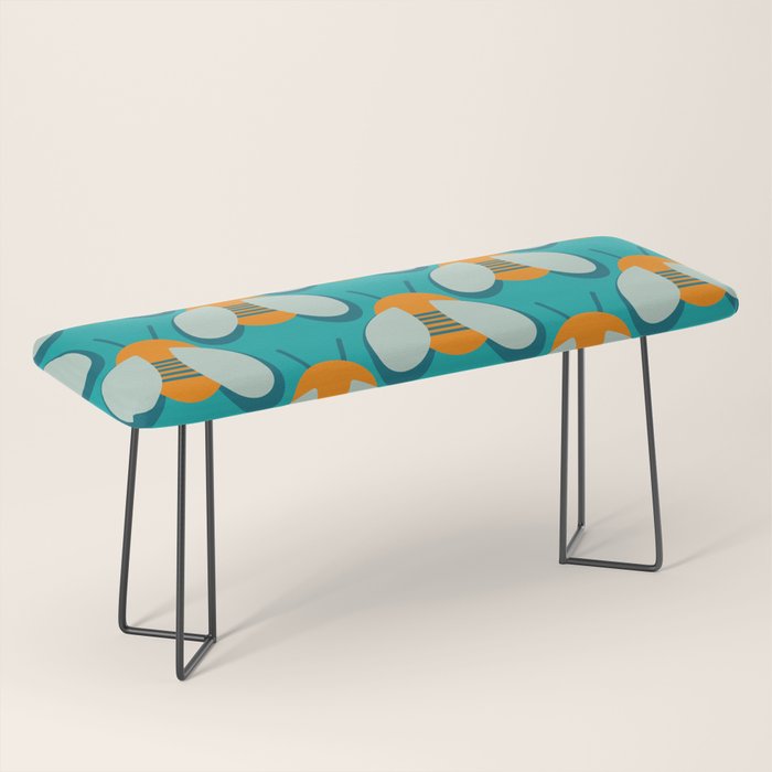 Lucky Bee - Cute Retro Minimalism in Orange and Turquoise Bench Gallery Image 1