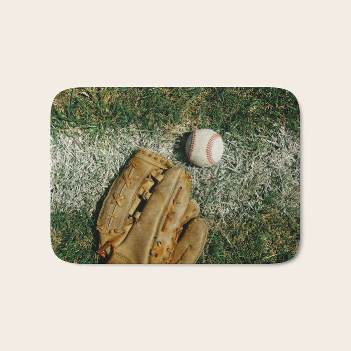 Baseball Season Equipment Bath Mat Gallery Image 1