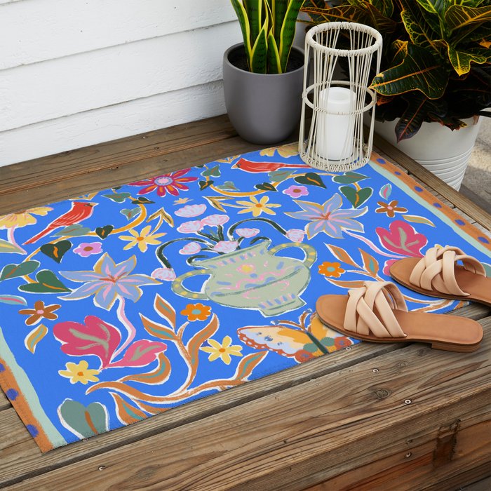 Blue Magical Garden Outdoor Rug Gallery Image 2